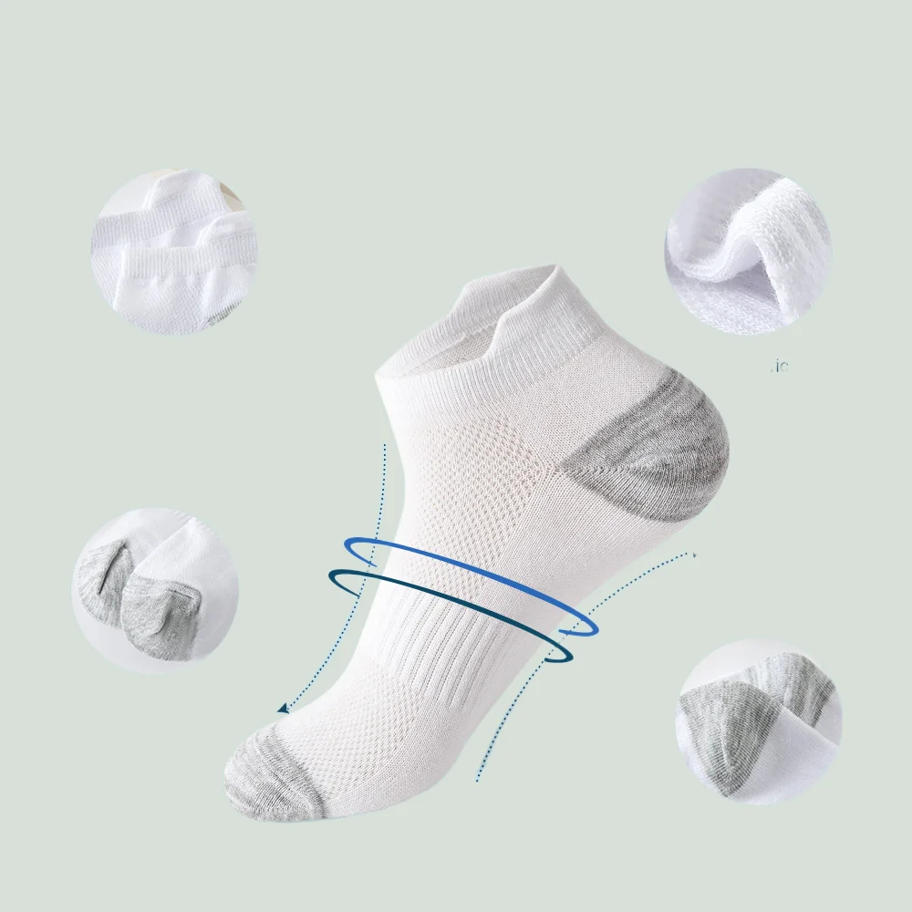 6/12 Pairs Breathable Cotton Sports Socks Mesh Casual Athletic Summer Thin Cut Short Sokken Size 38-48 2024 New Men Ankle Socks