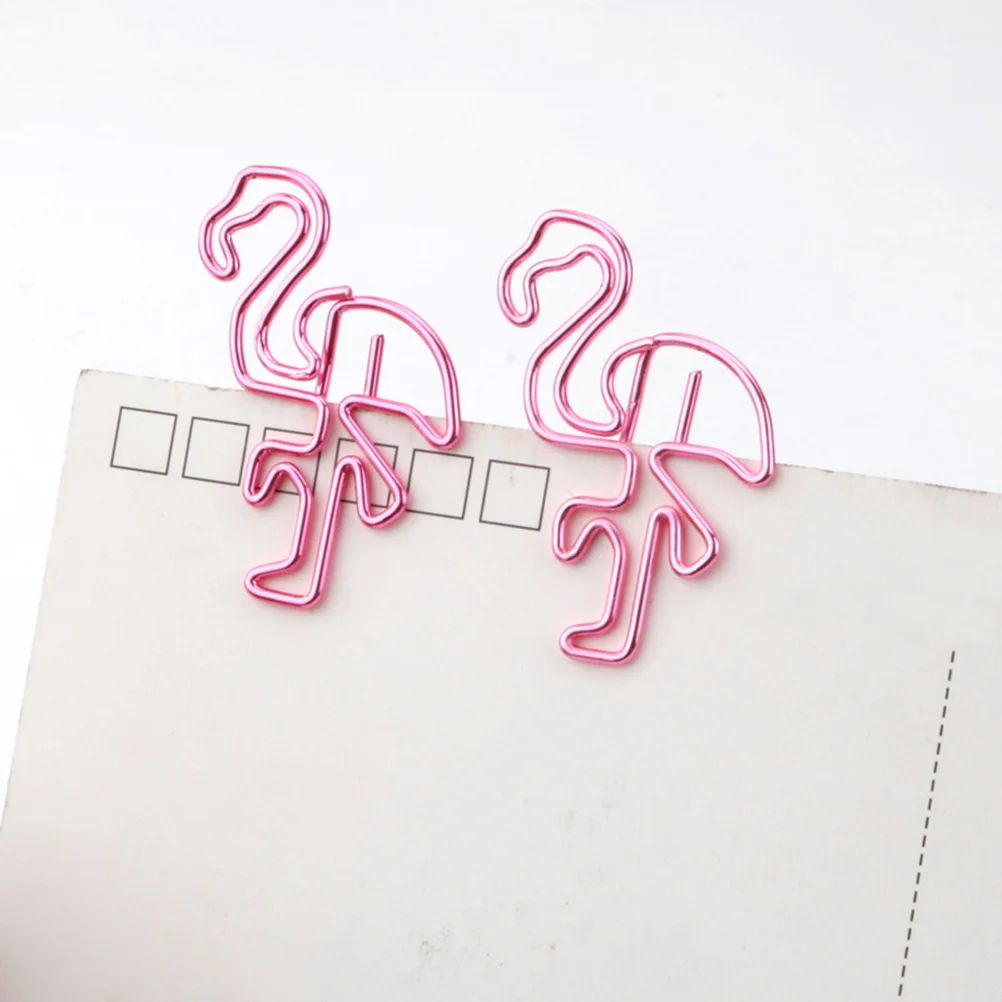 12pcs Flamingo Paper Clips Metal File Note Mark Bookmark Clips for Home Office School (Pink) metal paper clips