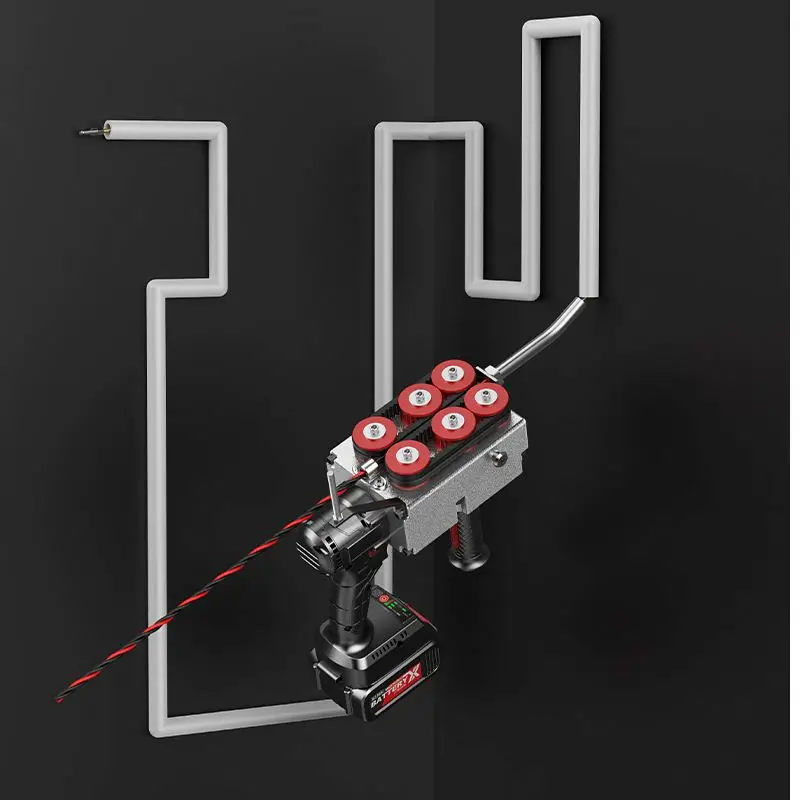 Herramienta de electricista inalámbrica portátil de 21V, máquina roscada automática de batería de litio sin escobillas, cableado de pared, red de encordado de cables