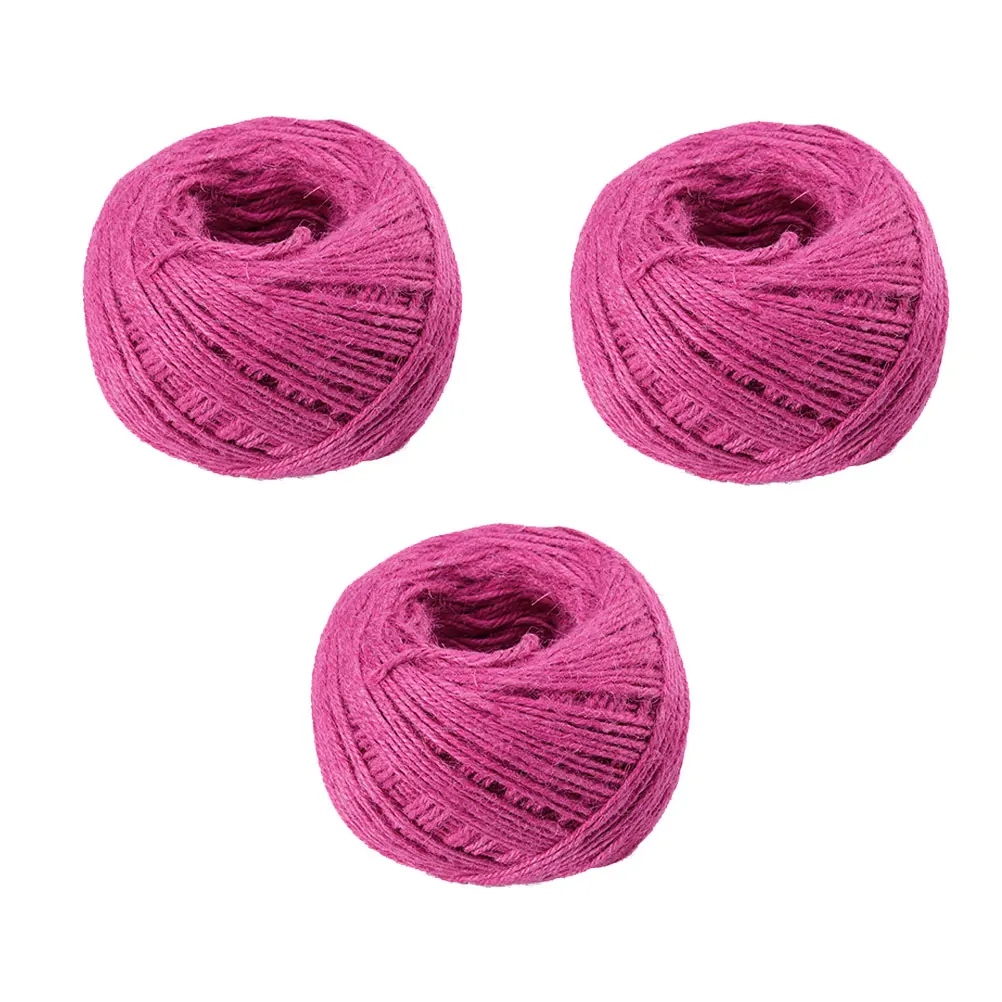 

3 Pcs Hemp Rope Cord DIY Macrame Pink Jute Twine Colored Artificial Ribbon Gift