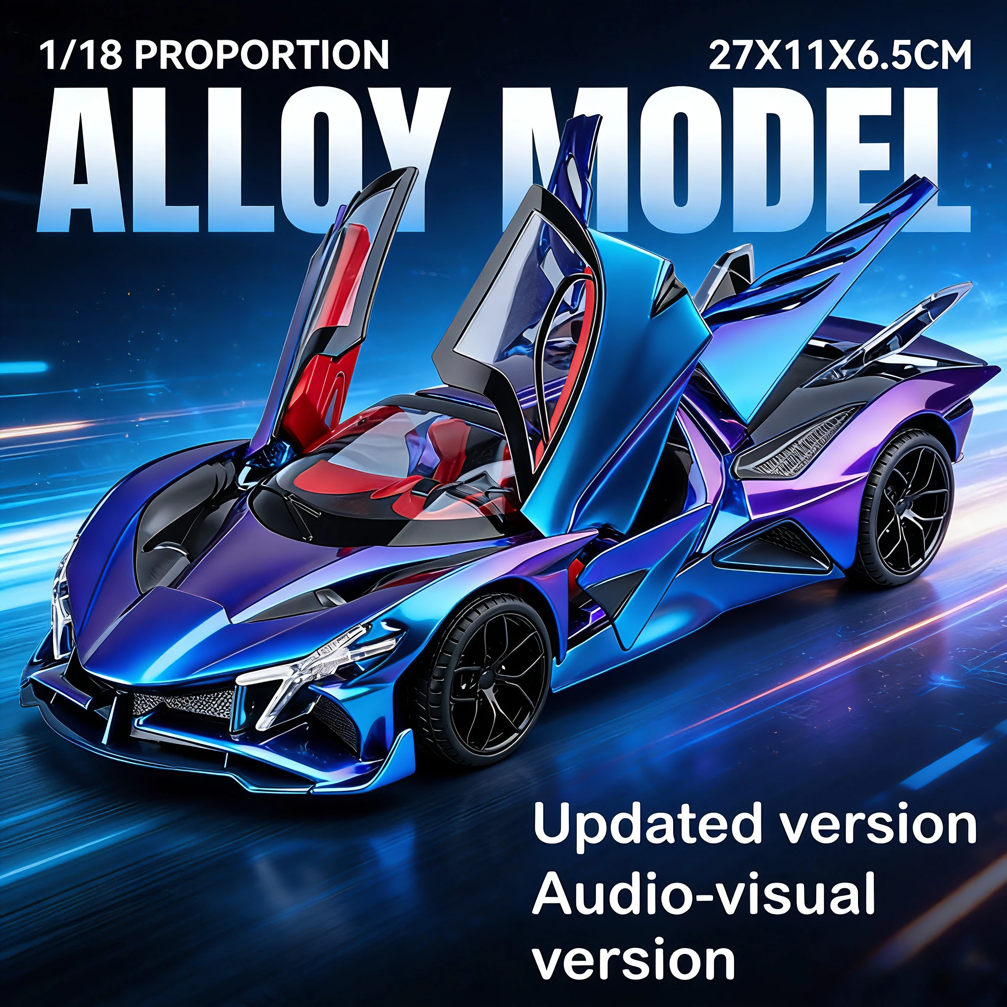 

Подарочный набор Abolu 1:18 — модель спортивного гоночного автомобиля из звукового и светового сплава, металлический концептуальный гоночный автомобиль, четыре раздвижных двери, коллекция.