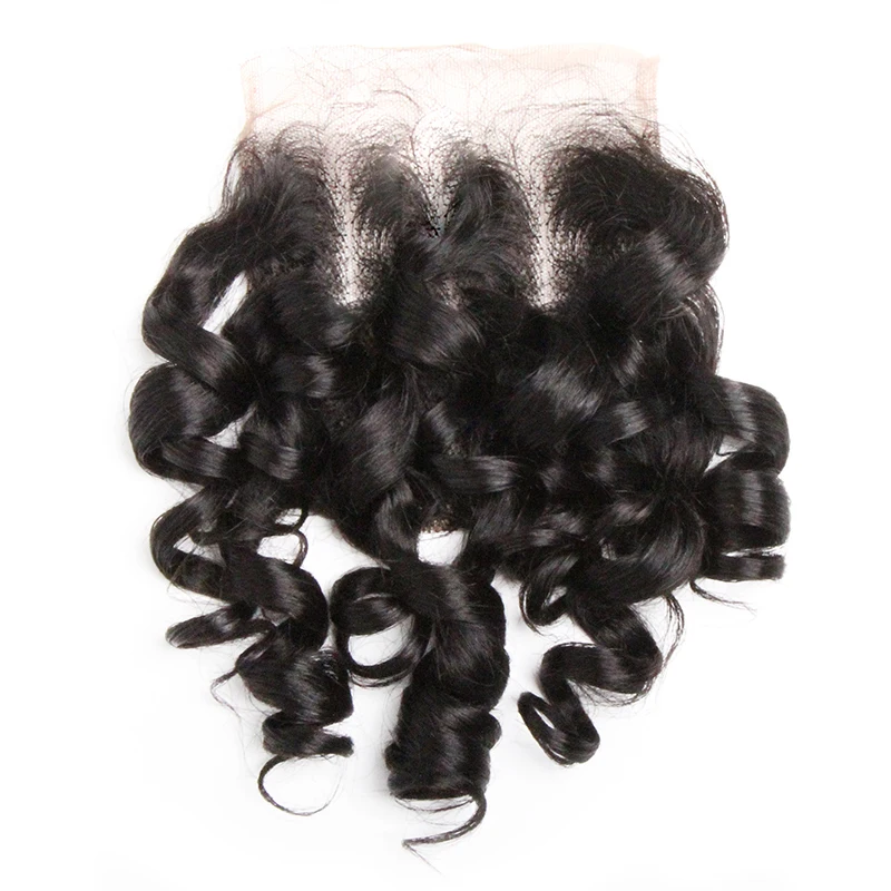 Curly Human Hair Closure Indian Remy Hair 4x4 Lace Closure Swiss Lace Three Part Closure Colored 1B/27/4/30/33/99J