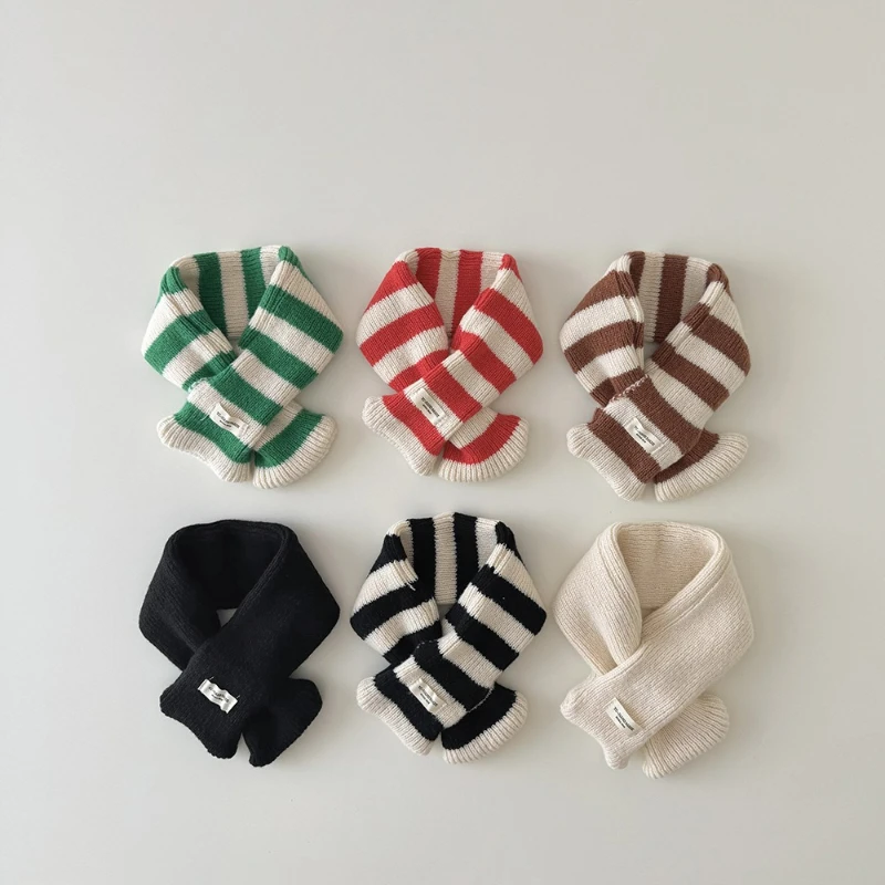 

Children's Knitted Striped Jacquard Neck Warmer, Lightly Luxurious Texture, Warm Neck Cover, Fashionable Baby Scarf