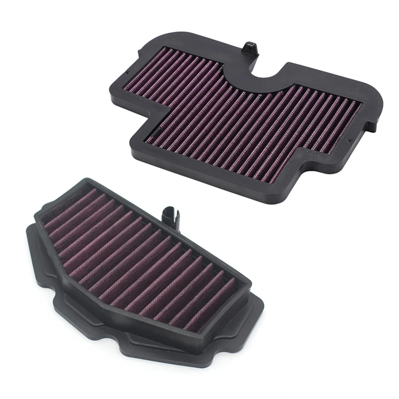 2 Pcs Motorcycle Air Cleaner Filter Air Filter Motorcycle Accessories For KAWASAKI, Purple & Purple-Black