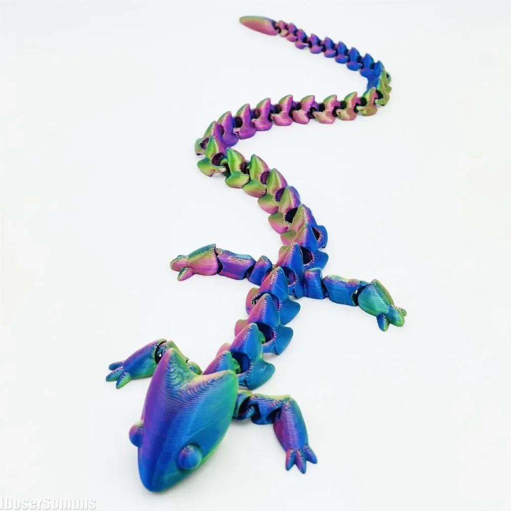 3D Printed Crystal Stone Dragon Full-body Jointed Movable Home Decorative Ornament Small Crawling Pet Toys