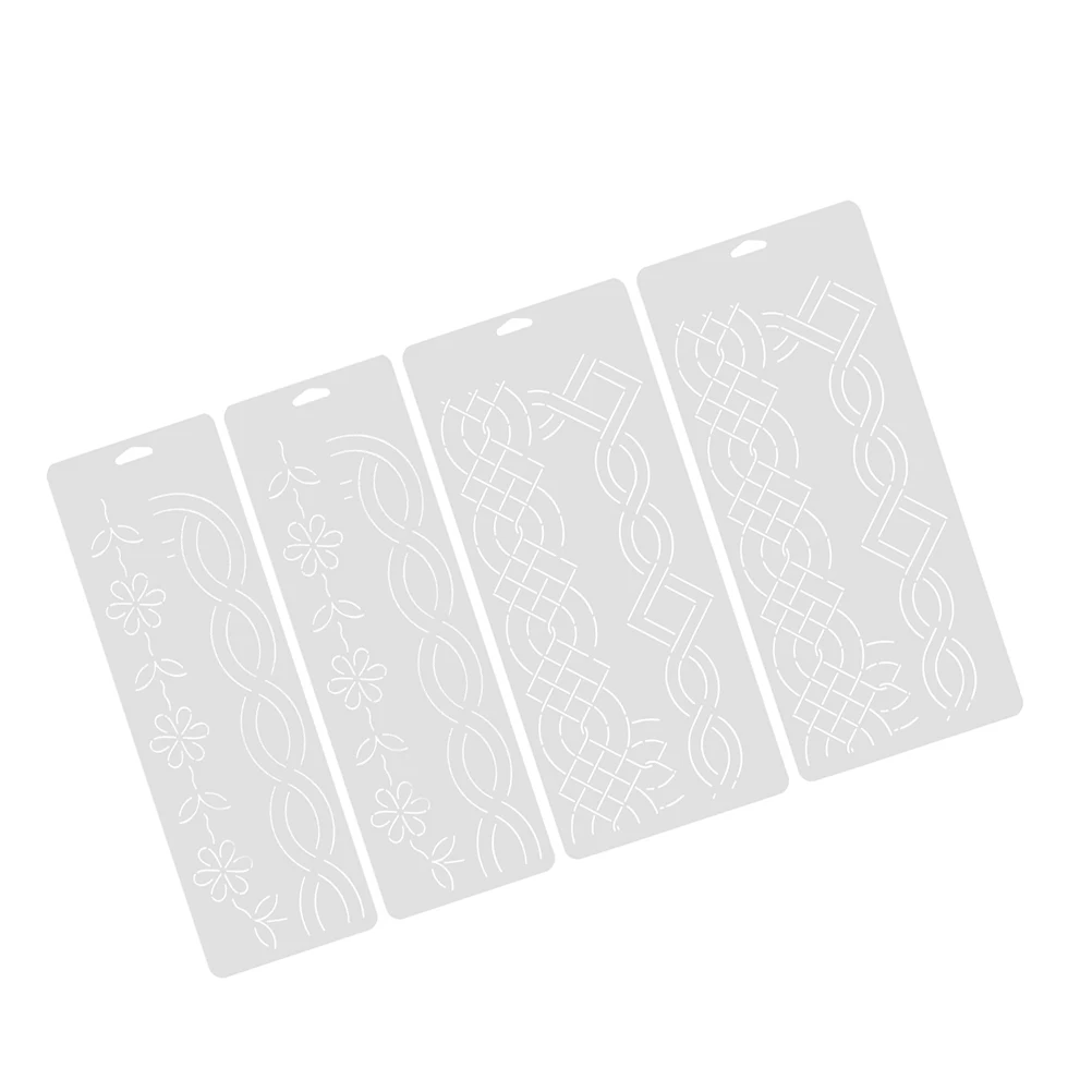 

4pcs Cross Stitch Templates Quilting Embroidery Patterns Patchwork Sewing Beginners Vintage Rulers White Plastic Designs