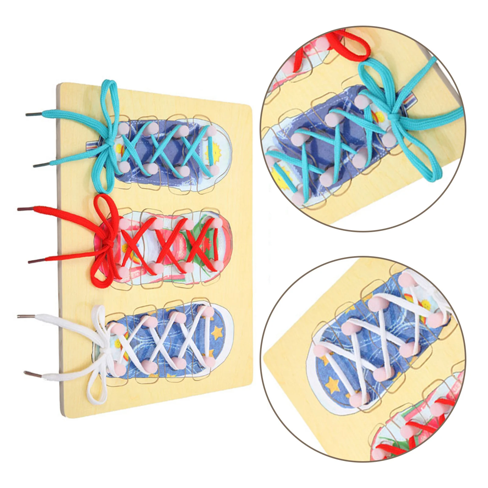 3 stücke Holz Schnürsenkel Threading Kinder Kleinkinder Lernen, Schuhe Binden Pädagogisches Vorschule Puzzle Spiel Feinmotorik Entwicklung