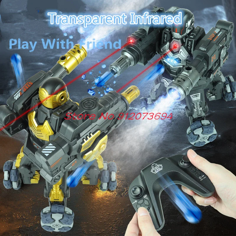 模擬スプレー発射水爆弾リモコンロボットおもちゃ 2.4 グラム照明音楽 360 °   回転マルチプレイヤー対戦RCロボットおもちゃ
