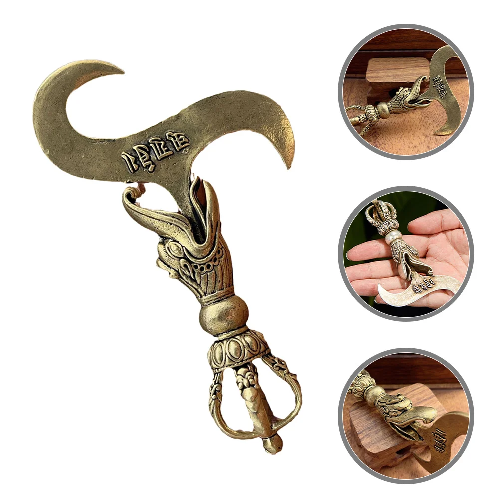 

Vajra Pestle Ornament Tibetan Brass Decor Silver Plated Copper Craft Unique For Home Altar Religious Keychain