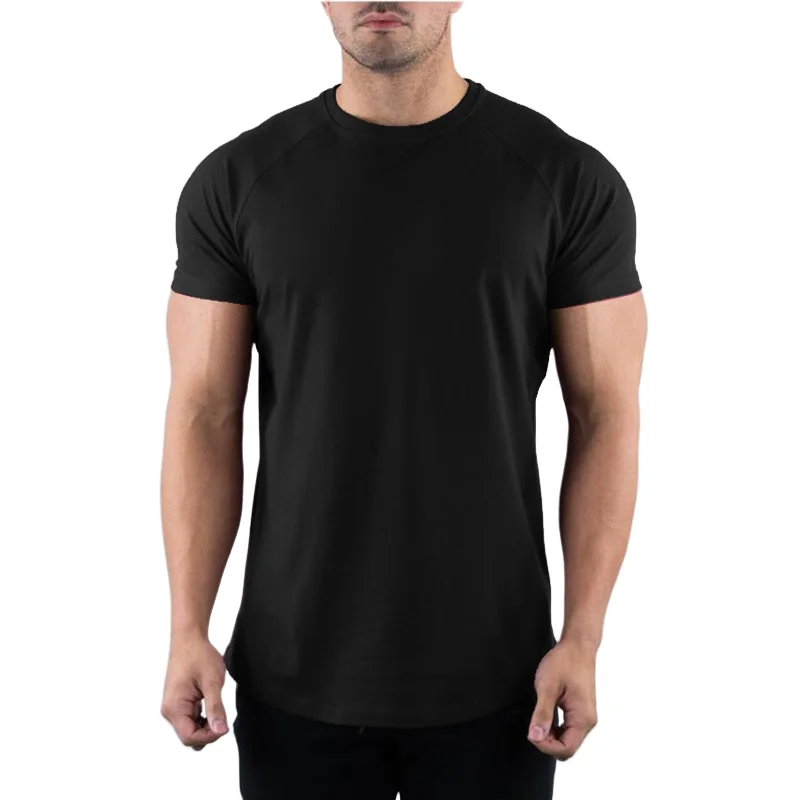 Cotton Gym T-shirt Men Summer Fitness Clothing O-Neck Short Sleeve T shirt Slim Fit Tshirt Bodybuilding Workout Tees Tops