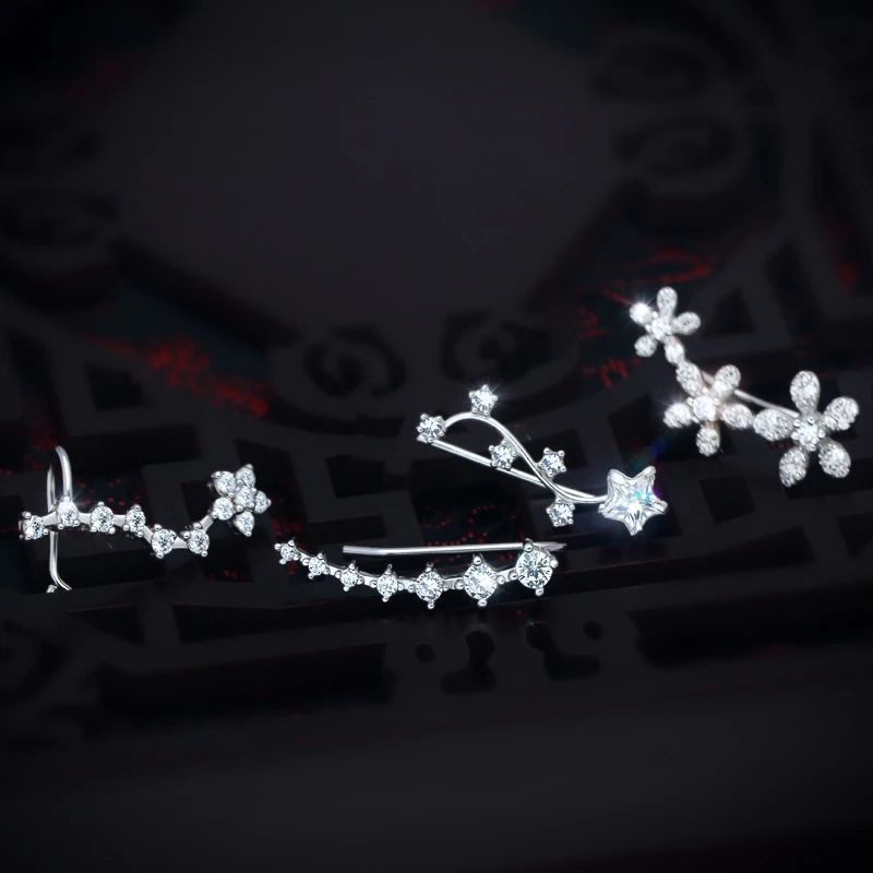 Modian 4 Different Style Luxury Clips Earring for Women Dazzling  Zircon Sterling Silver 925 Earring Wedding Gift Fine Jewelry