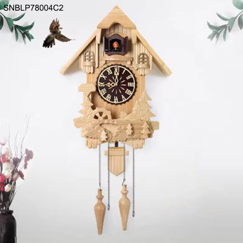 Винтажные деревянные настенные часы с изображением кукушки, украшение ручной работы из липы с птицами, музыкальное время, будильник, часы