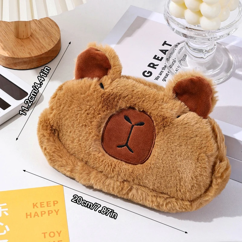 Cute Capybara Plush Pencil Case Cosmetic Bag Guinea Pig Pen Pouch Large Capacity Pencil Bag School Supplies Stationery Box