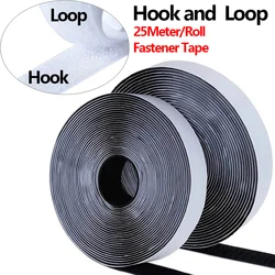 25M/Roll Hook and Loop Fastener Tape with Strong Adhesive Nylon Fabric Hook Loop Strips Sticky Magic Tape for DIY Craft 20-50mm