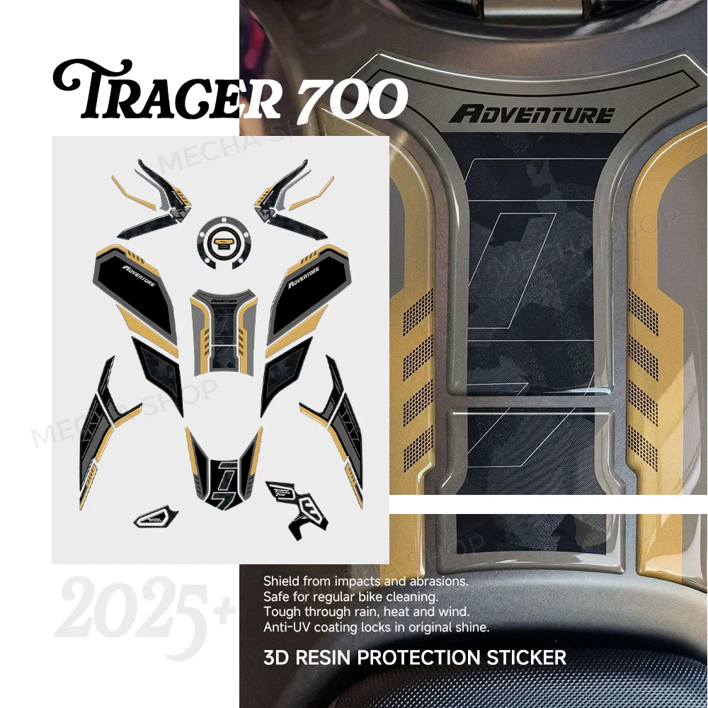 For Tenere 700 2025 For T700 Motorcycle Accessories 3D Resin Stickers Tank Pad Protection Kit Full Blue 2025-2026