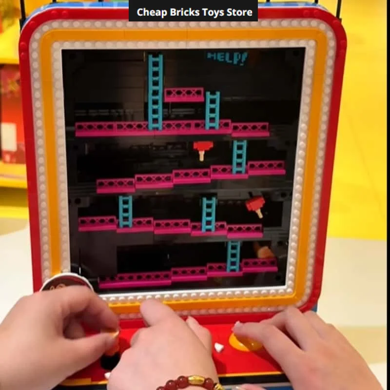 Vintage Game Console Display Model Retro Arcade Cabinet Bricks Building Blocks Compatible 1371pcs Christmas Gifts for Adults Toy