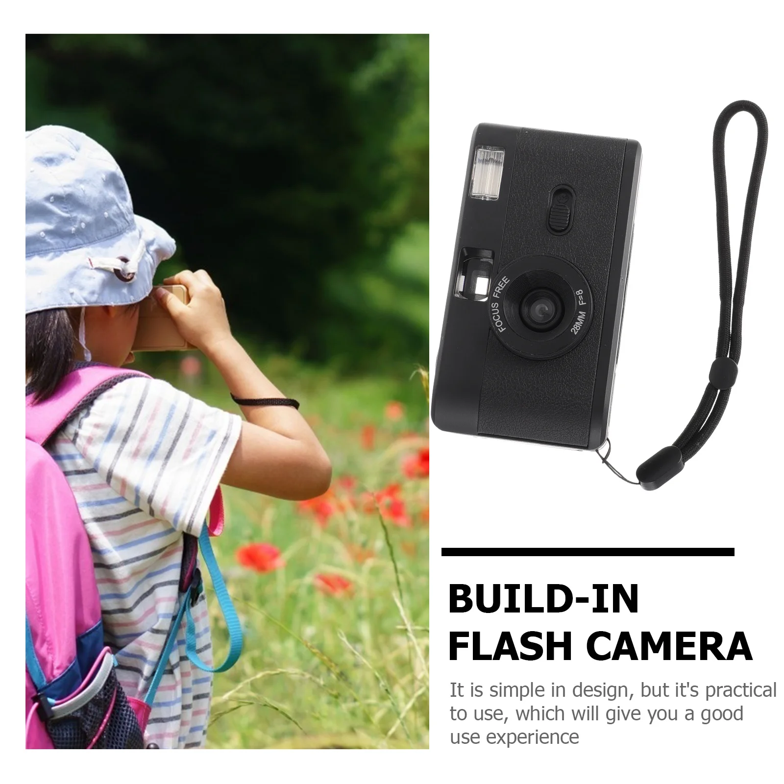 

1Pcs Plastic Reusable 35mm Film Camera Build-in Flash Vintage Retro Camera Simple Design Perfect for Low Light Photography