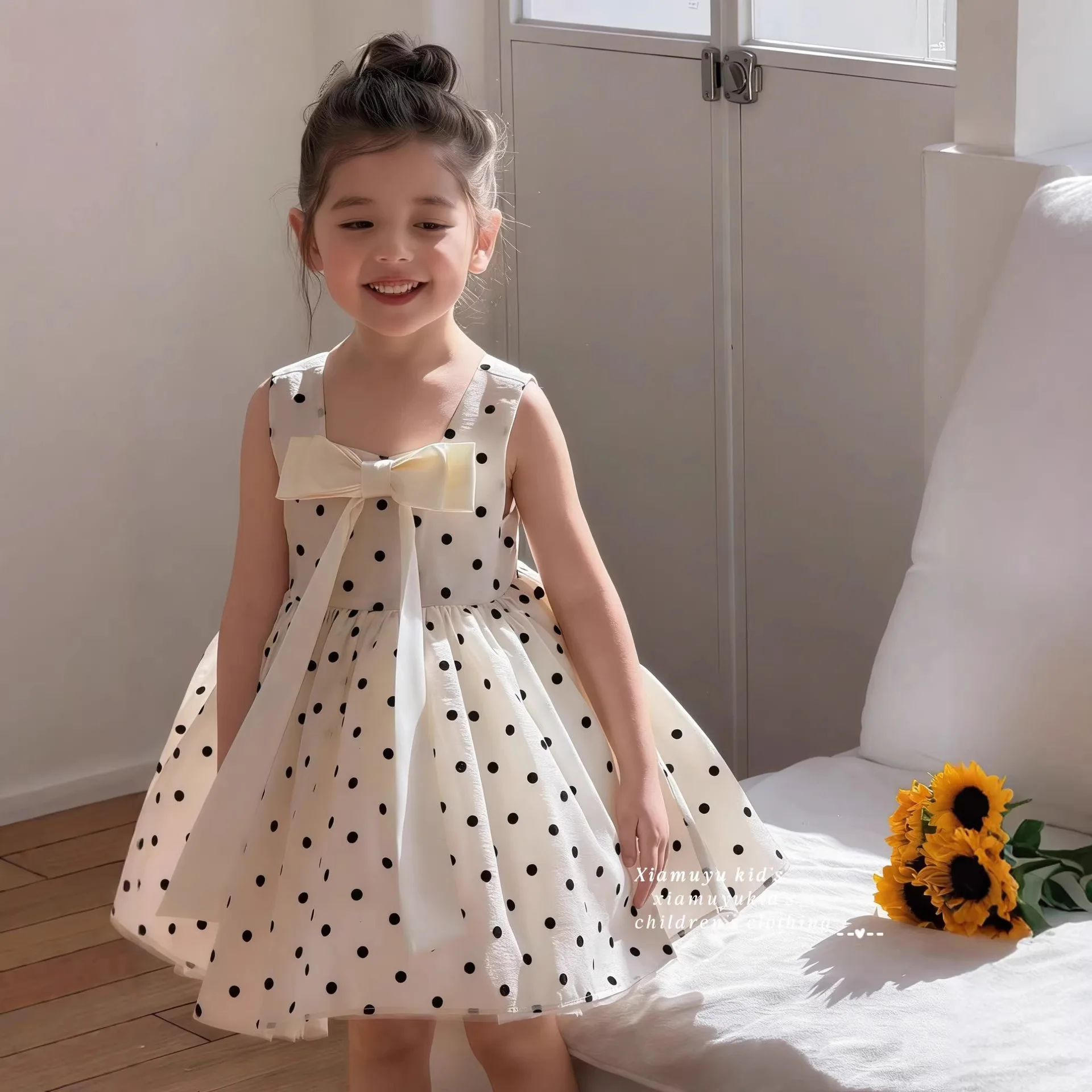 2026 Summer New Girls Sweet Polka Dot Vest Skirt Girl Baby Foreign Temperament Polka Dot Princess Dress