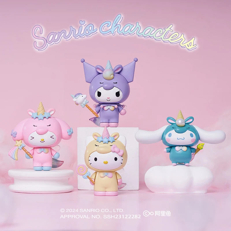 MINISO Sanrio Assembled Handheld Building Blocks Cute Unicorn Series Hellkitty Kuromi Trendy Play Girl Blind Box Birthday Gift