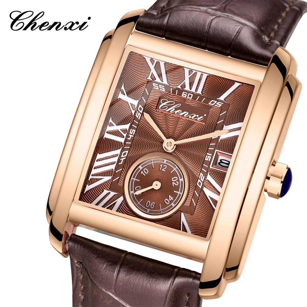 Jam Tangan Bisnis Fashion untuk Pria Jam Tangan Kuarsa Tampilan Kalender Jam Tangan Pria Tali Kulit Tahan Air