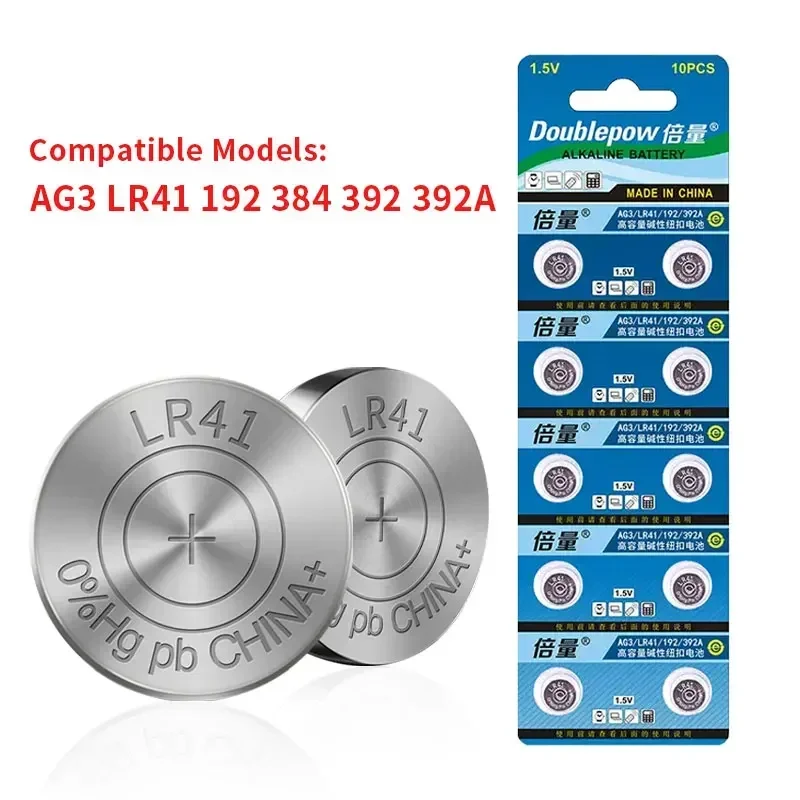 10-100pcs AG3 LR41 Battery 192 392 384 392A 1.5V Button Batteries Cell Alkaline for Keys Watch Pedometers Clock Calculators