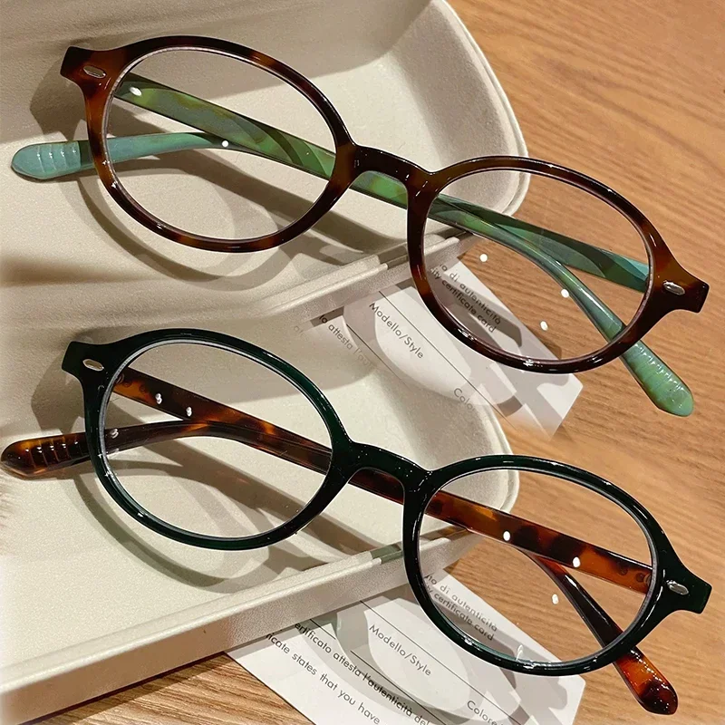 Gafas ovaladas Retro Para mujeres y niñas, anteojos de vidrio con montura roja y verde, gafas decorativas para computadora, gafas antiazules con conducción en la playa, Y2K