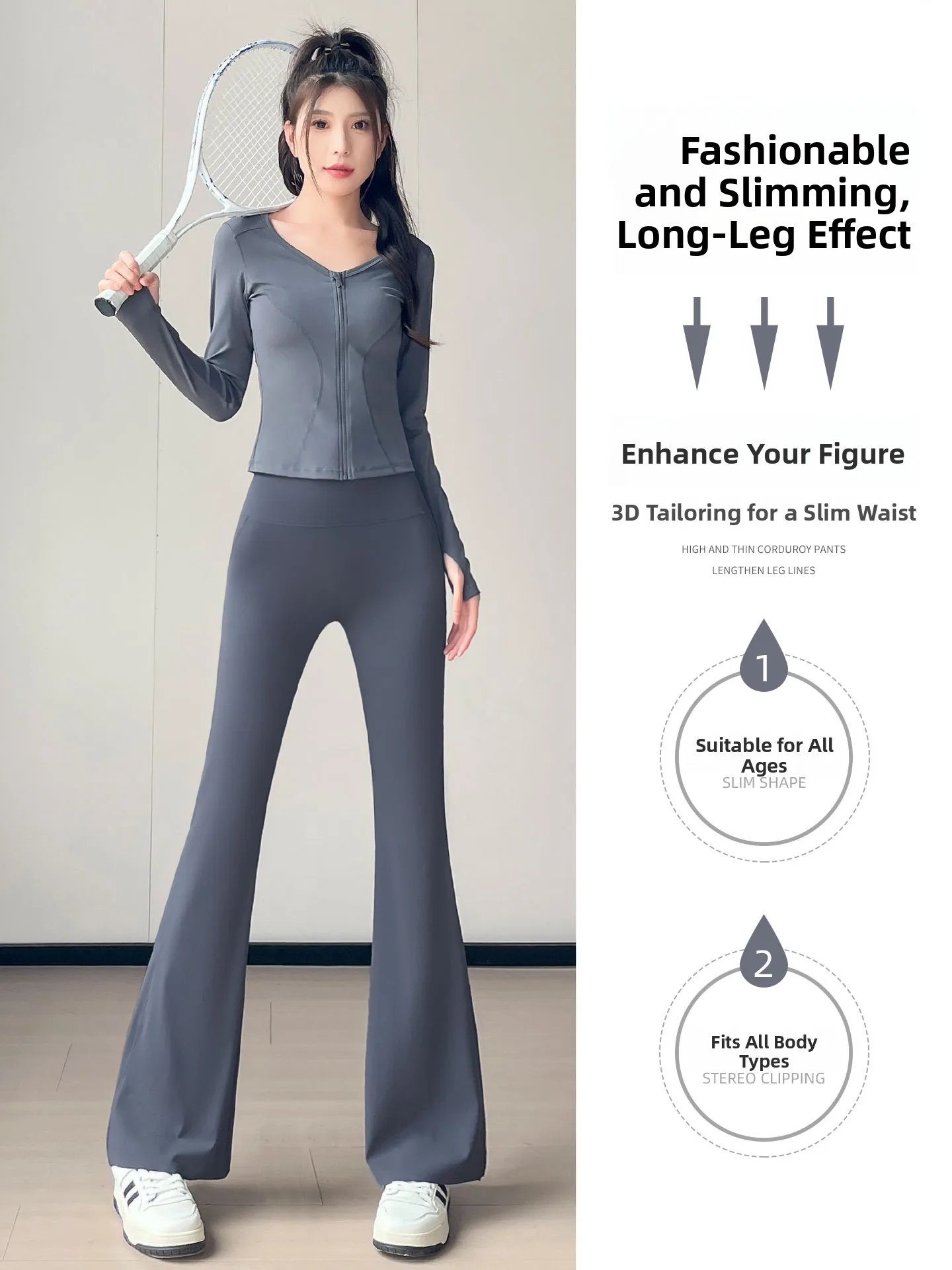 Conjunto de ropa deportiva de Yoga de cintura alta para mujer, pantalones Capri elásticos adelgazantes para correr, pantalones largos Sve v-ne con cierre de cremallera de nailon