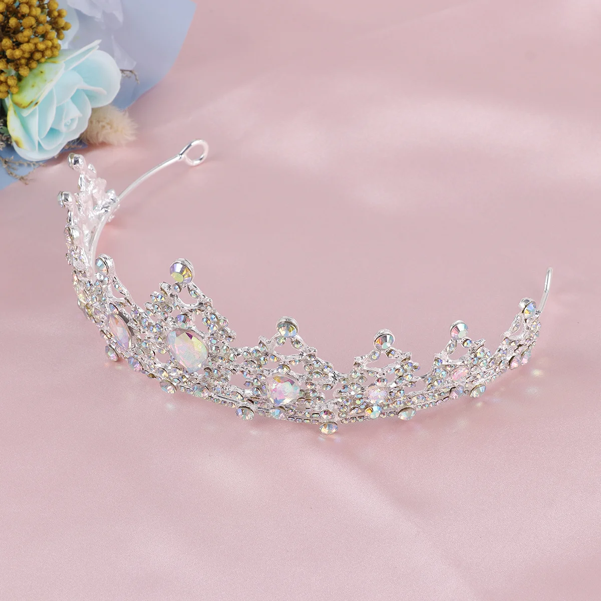 

Silver Bride Rhinestone Crown Alloy Wedding Headwear Women Lady Female Unfading Durable Lightweight Bride Crown