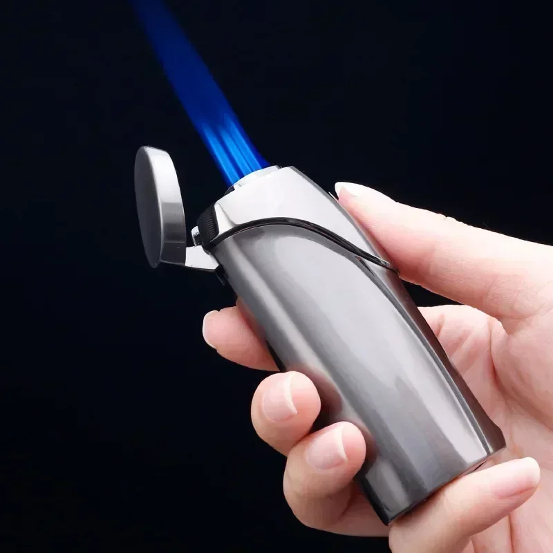 JOBON Metal Touch Screen Suspension Induction Three Jet Flame Torch Gas Lighter Battery Display Cigar Electric Lighters Smoking
