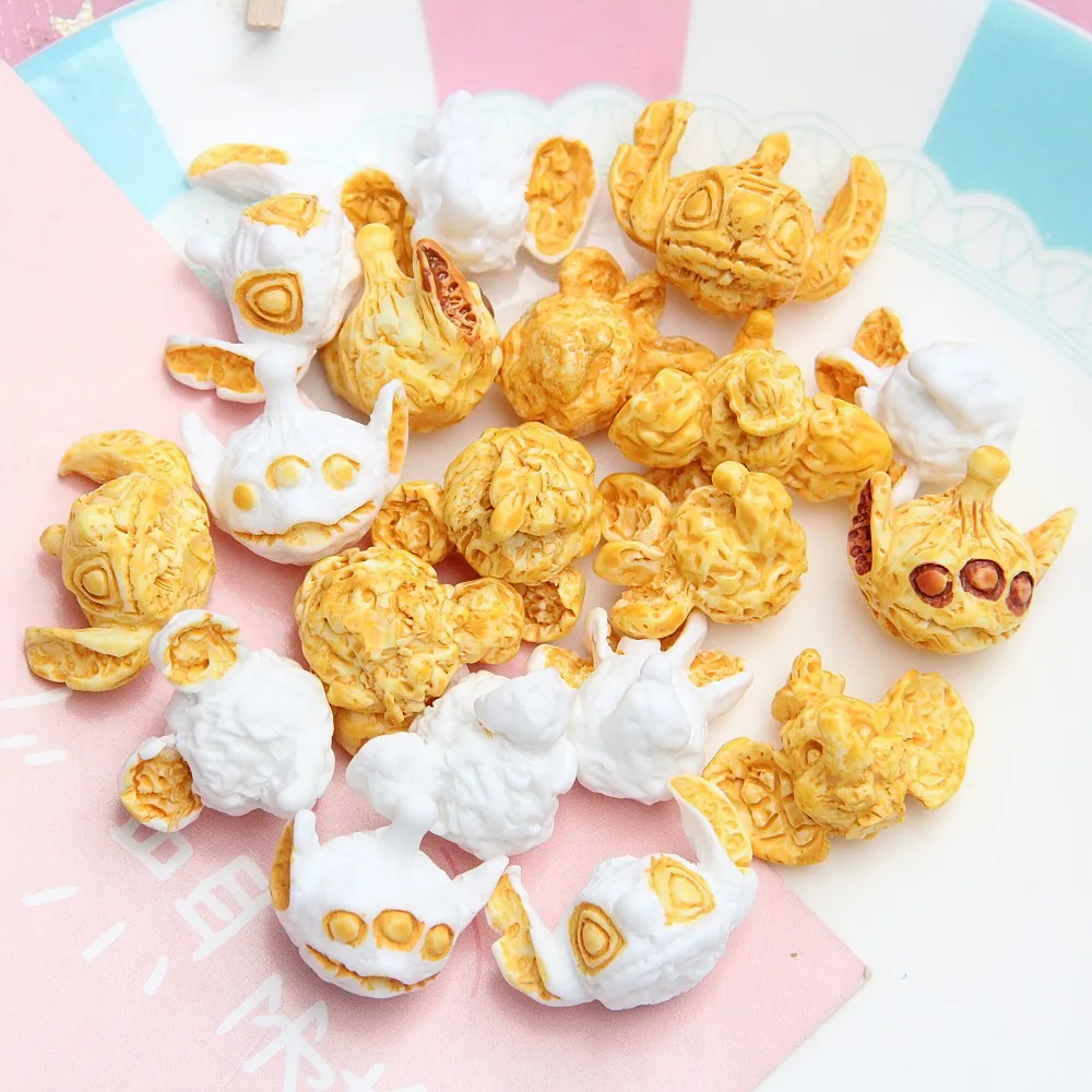 100 pezzi di cartoni animati Kawaii in resina artificiale 3D popcorn decorazione miniature centro fai da te artigianato all\'ingrosso