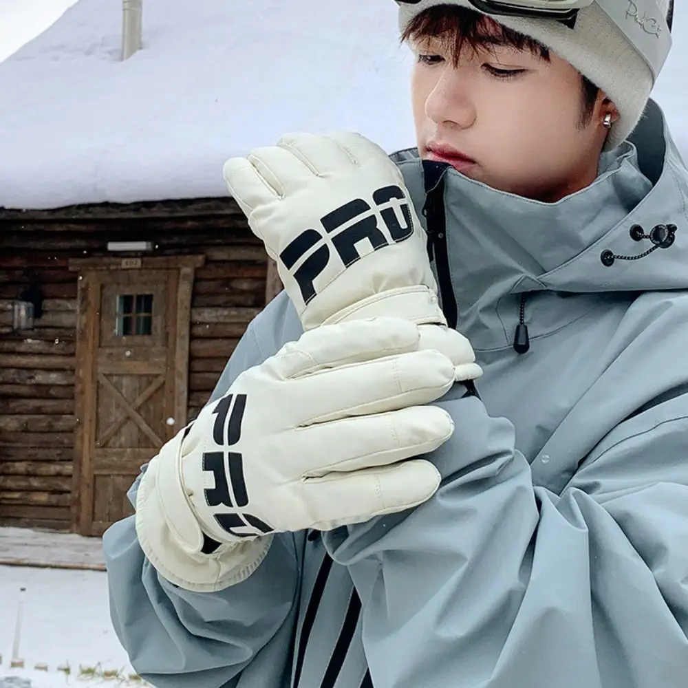 

Thermal Full Finger Skiing Gloves Thick Waterproof Winter Warm Gloves Windproof Plush Motorcycle Gloves Outdoor Sports