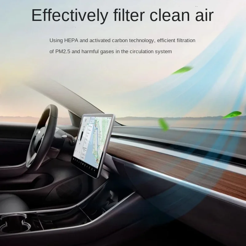 Air Filter for Tesla Model Y External Built-in Replacement Air Conditioning Filters HEPA Car Inner Circulation Activated Carbon