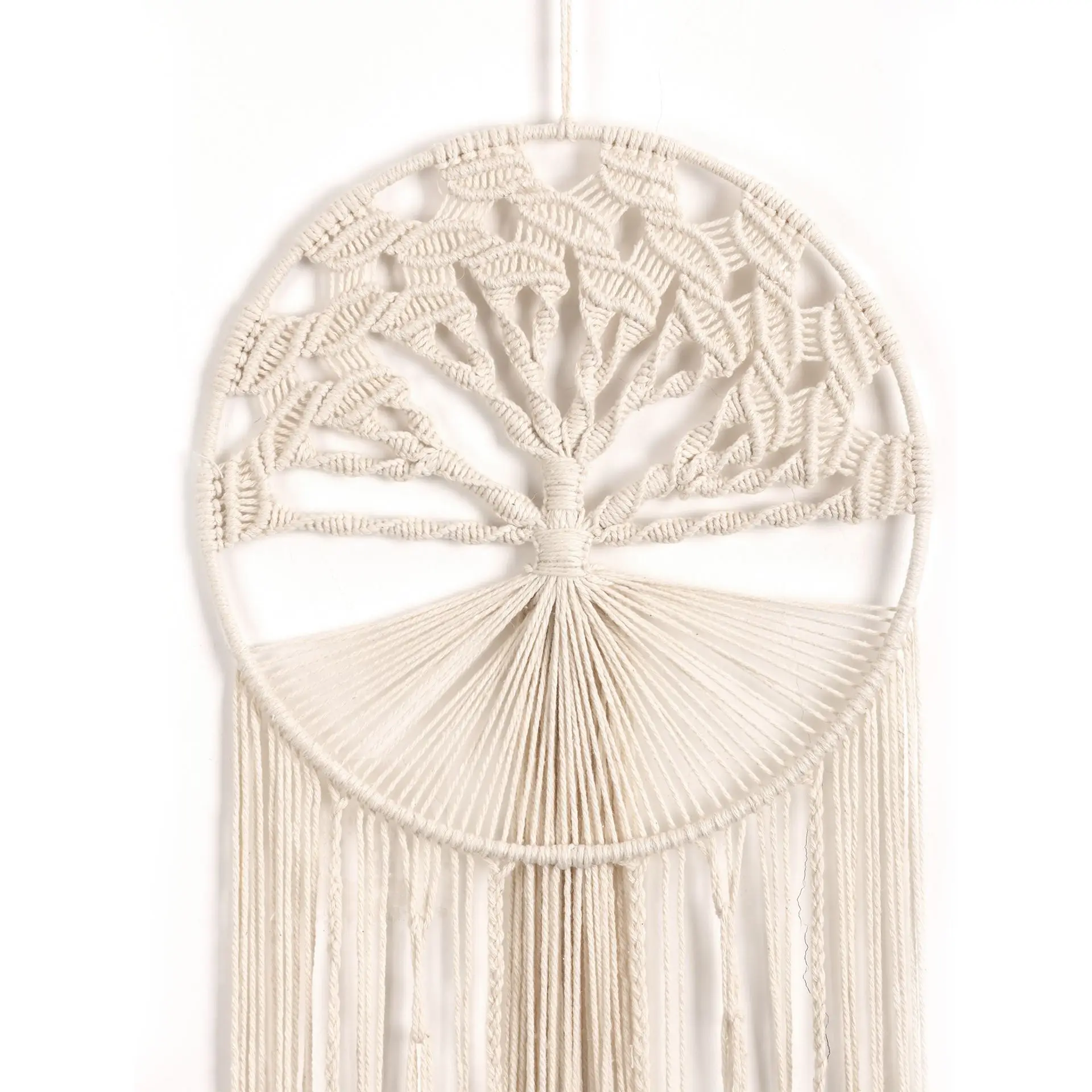 Tree Of Life Wall Hanging Bohemian Dream Catching Tapestry, Growth Harmony Symbolizes Positive Energy Gift For Women - White