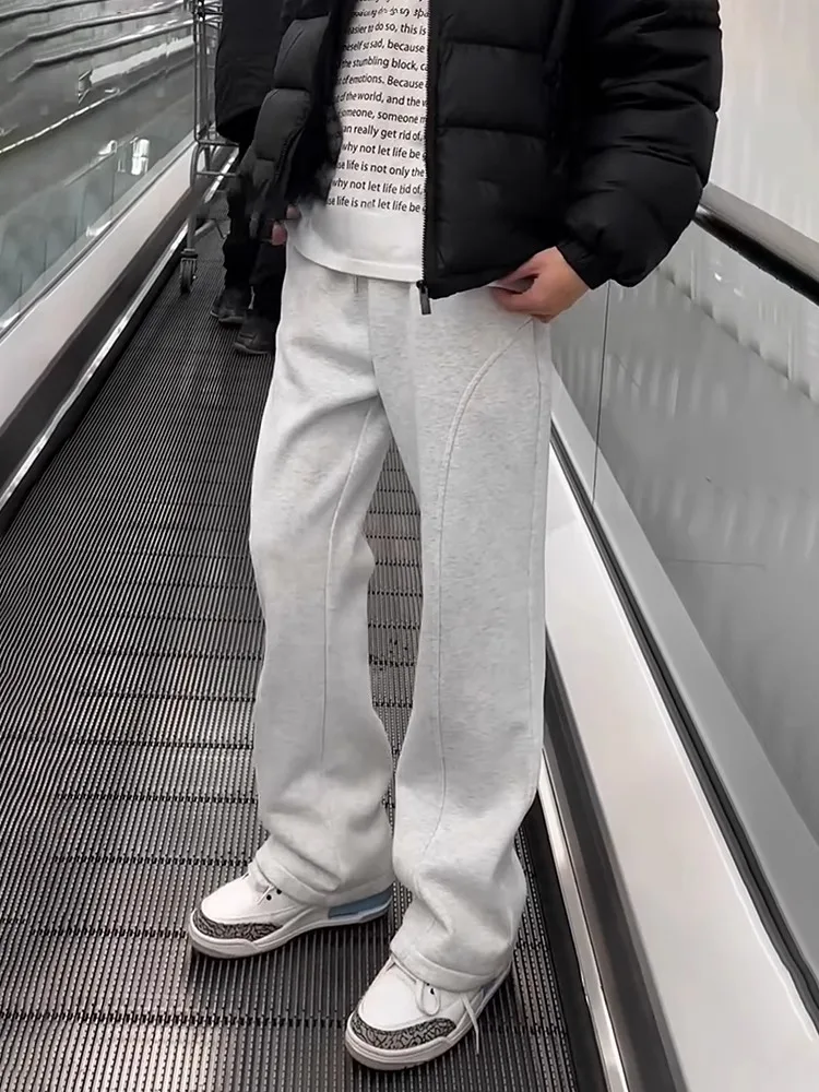 

Мужские повседневные спортивные брюки с цветочным принтом на подкладке, прямые брюки High Street Sle, осень-зима, утягивающие брюки свободного покроя