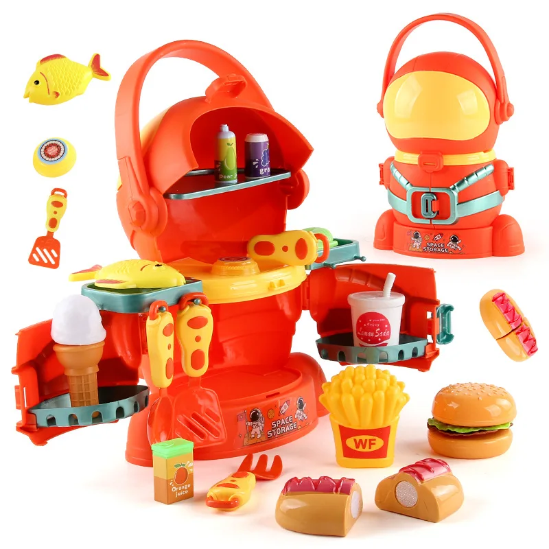 Children's Simulation Kitchen Fast Food Supermarket Toys Creative Play House Toys Space Transportation Ship Kitchen Toys