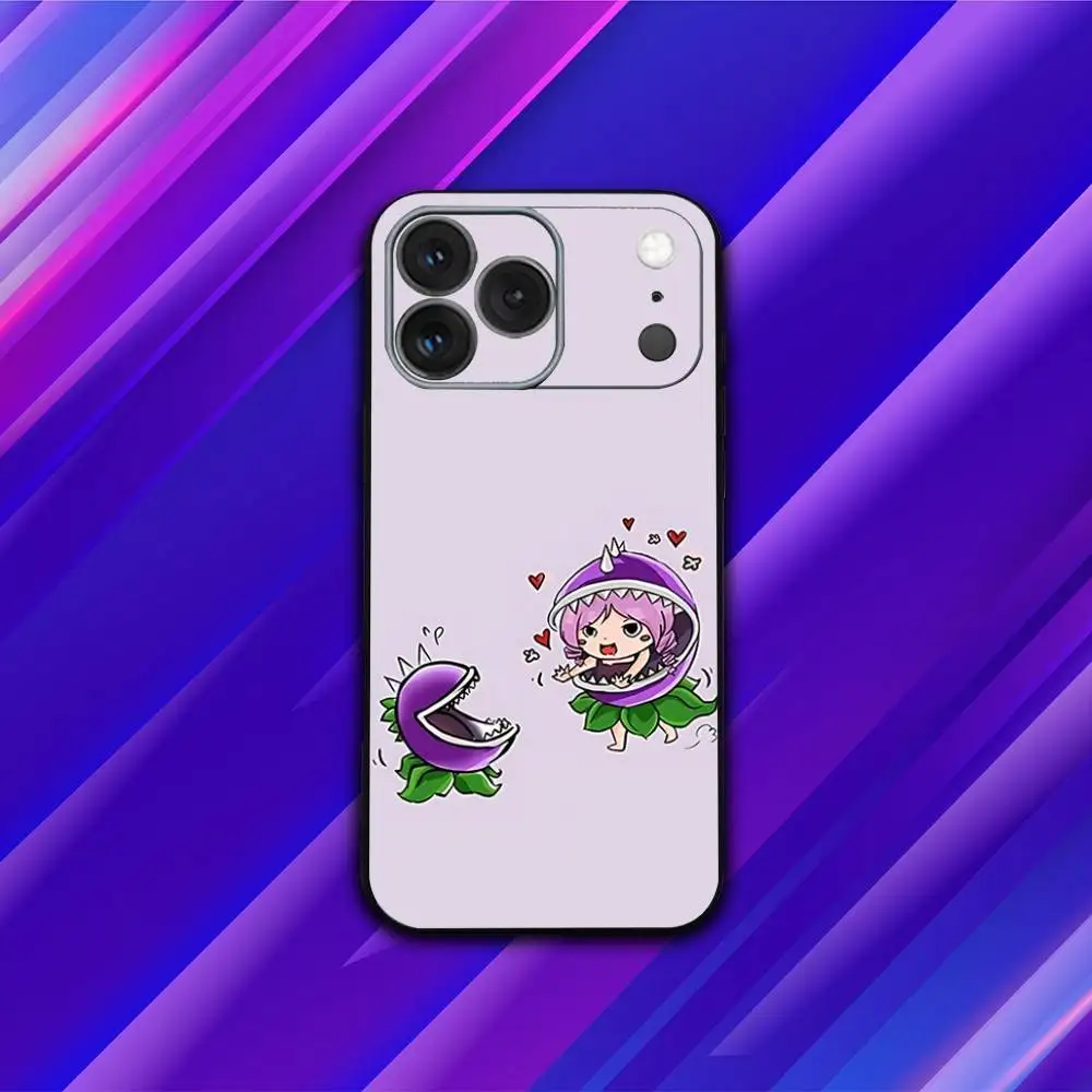 حافظة هاتف P-Plants Cute vs Z-Zombies لهاتف iPhone 17,16,15,14,13,12,11,Pro,Max,Plus,X,XS,SE4,E,Mini,Soft Black Case