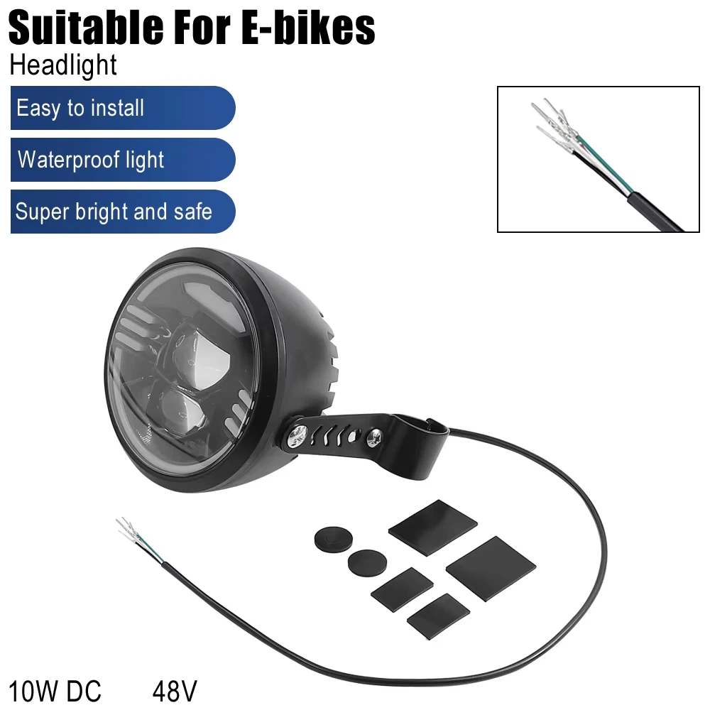 48V LED-Scheinwerfer für Elektroroller, Abblendlicht, Fernlicht, Frontlicht, wasserdicht, Taschenlampe, Zubehörteil