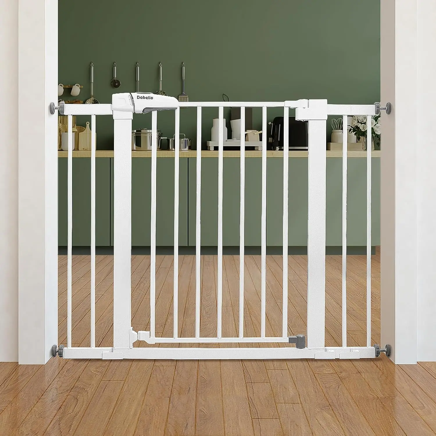 

Babelio Baby Gate for Doorways and Stairs, 26''-40'' Auto Close Dog/Puppy Gate, Easy Install, Pressure Mounted, No Drilling,