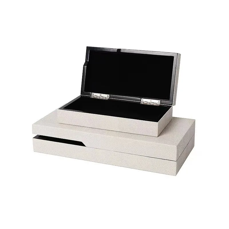 

Modern creative wooden leather jewelry storage box