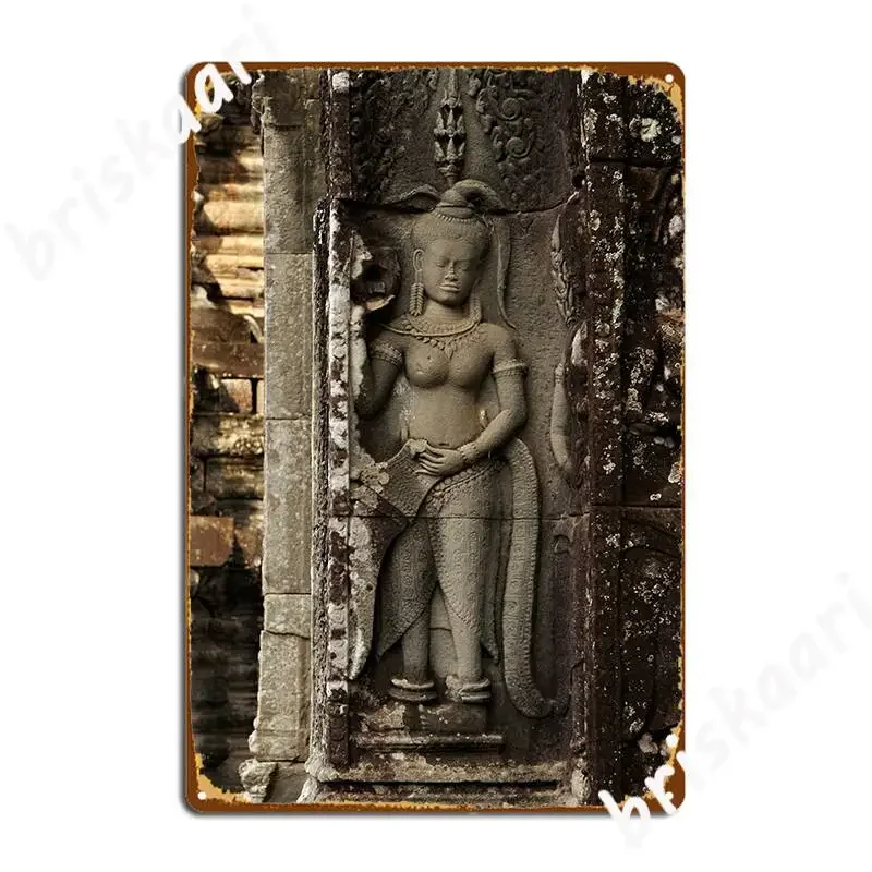 Cambodia Angkor Carving At Angkor Wat Metal Sign Club Home Cave Pub Decoration Mural Painting Tin Sign Poster