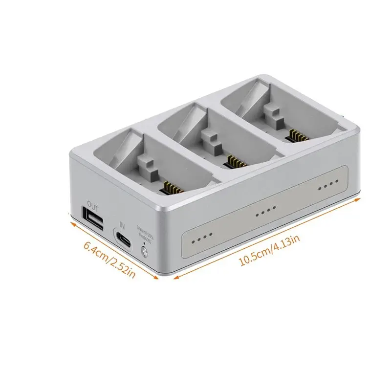 B92B Three-Way Charging Hub for DJI Flip, Power Bank Battery Station for DJI Flip Drone Accessories, Grey - view 6