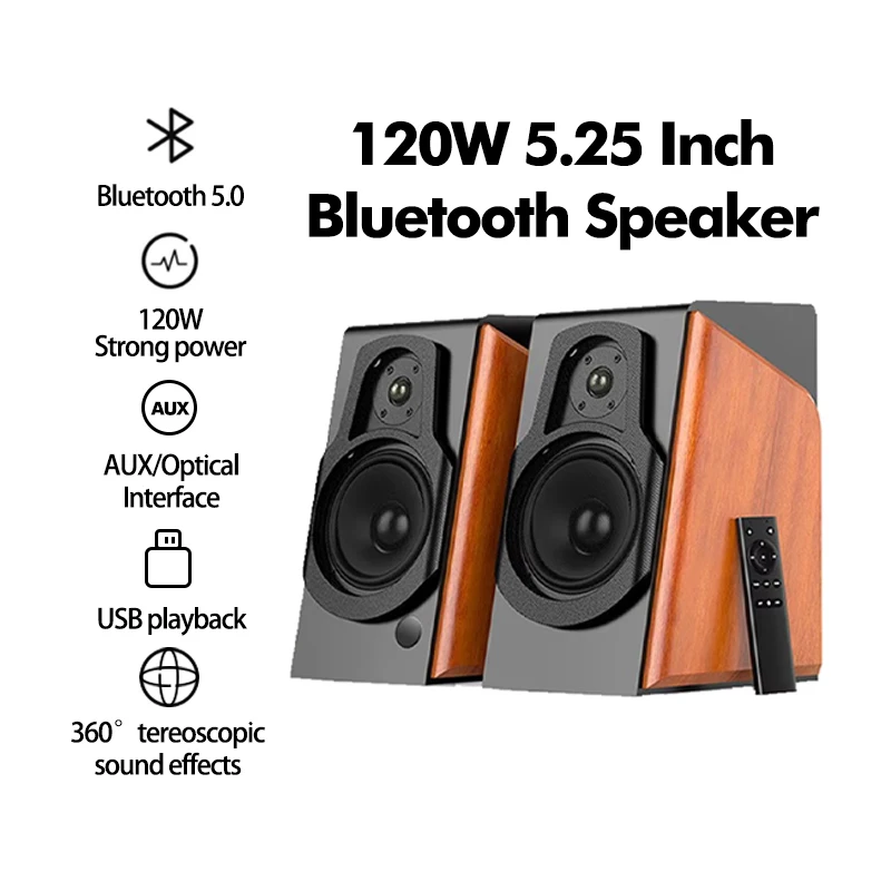 

2-канальная активная звуковая коробка 5,25-дюймовые Bluetooth-динамики 60 Вт 2-сторонняя звуковая система AUX USB OPT с радиоуправлением для домашнего кинотеатра DJ Studio