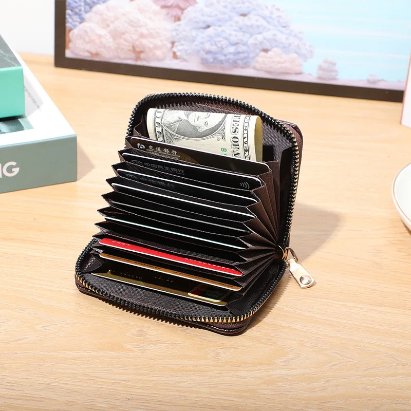 Women Credit Card Holder Wallet RFID Blocking Fashion Female Small Leather Card Organizer Zipper Pocket ID Card Pouch Coin Purse