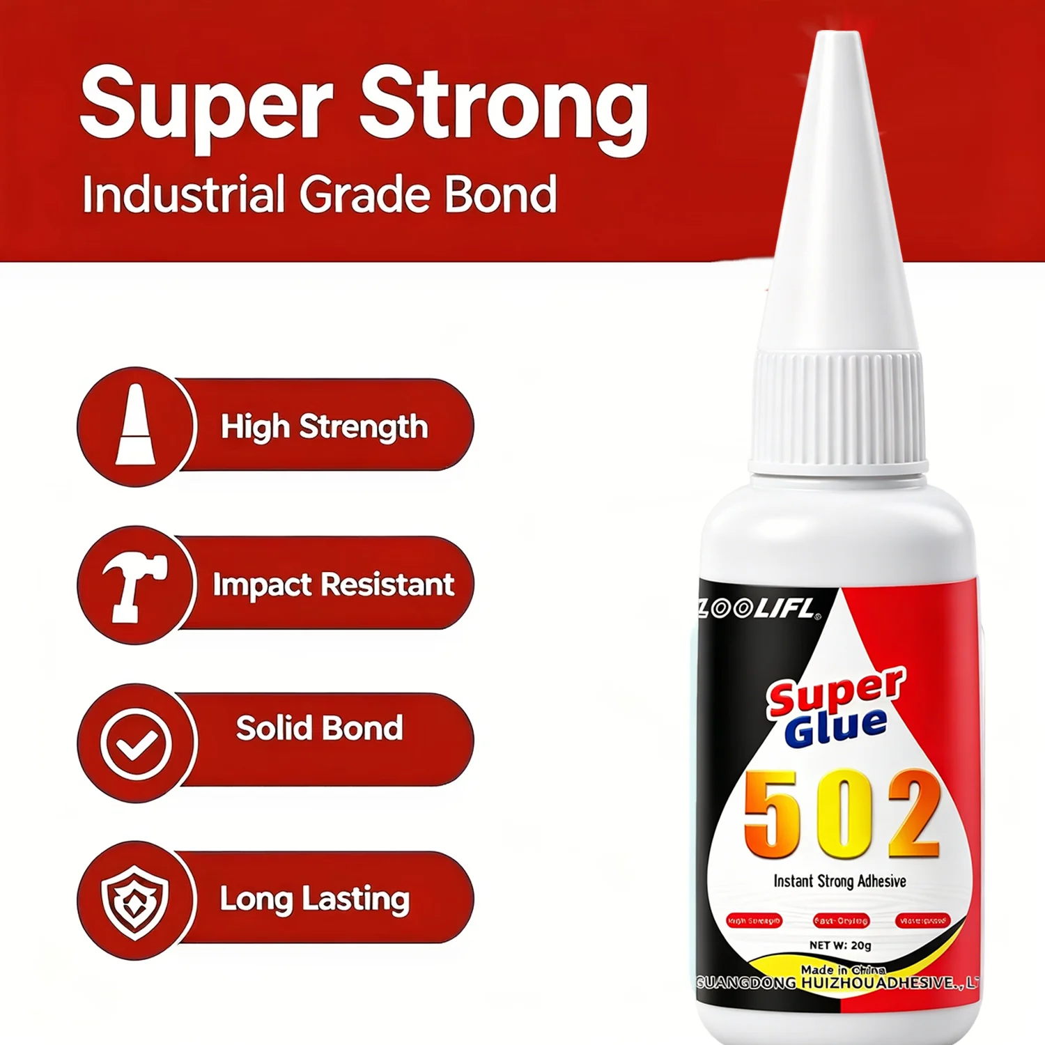LOOLIFL Instant Multi-Functional Universal Adhesive 502 Super Glue 20g Quick Dry Suitable Handmade Crafts Home Use Wood Repair