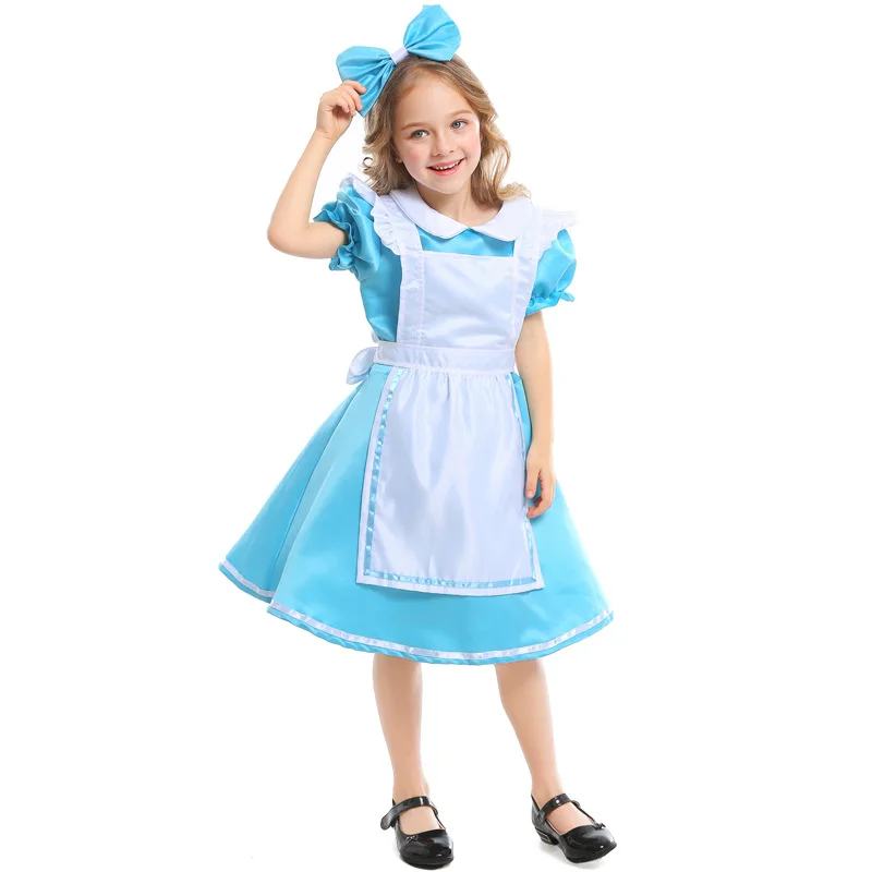 

Children Alice Princess Maid Dress Costumes Cosplay For Girls Halloween Birthday Gift Party Carnival Disfraz