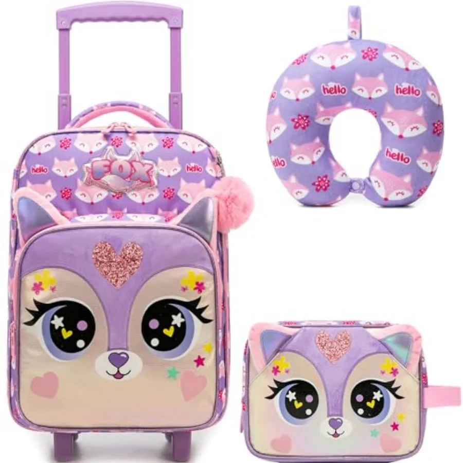 Luggage with Wheels Softside 16" Suitcase for Girls Luggage for Kid Airline Approved and Multi-function Carry Bag 3pcs Set