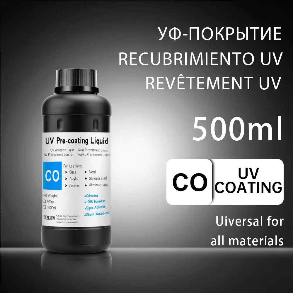 1000 ml UV-Vorbeschichtungsgrundierung für UV-Flachbettdrucker zum Drucken auf Glas, Keramik und Acryl, Metall, Holz, UV-Beschichtungsflüssigkeit