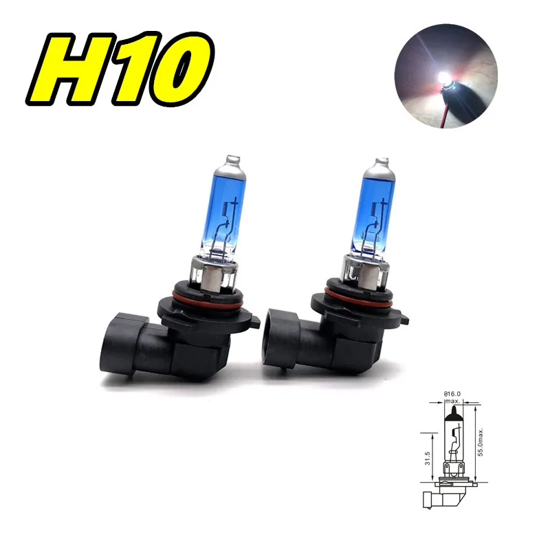 

2Pcs H10 Halogen Light Bulb Super White Headlight 12V42W Fog Lamps Daylights 5800K PY20D 100W Head Light Bulb