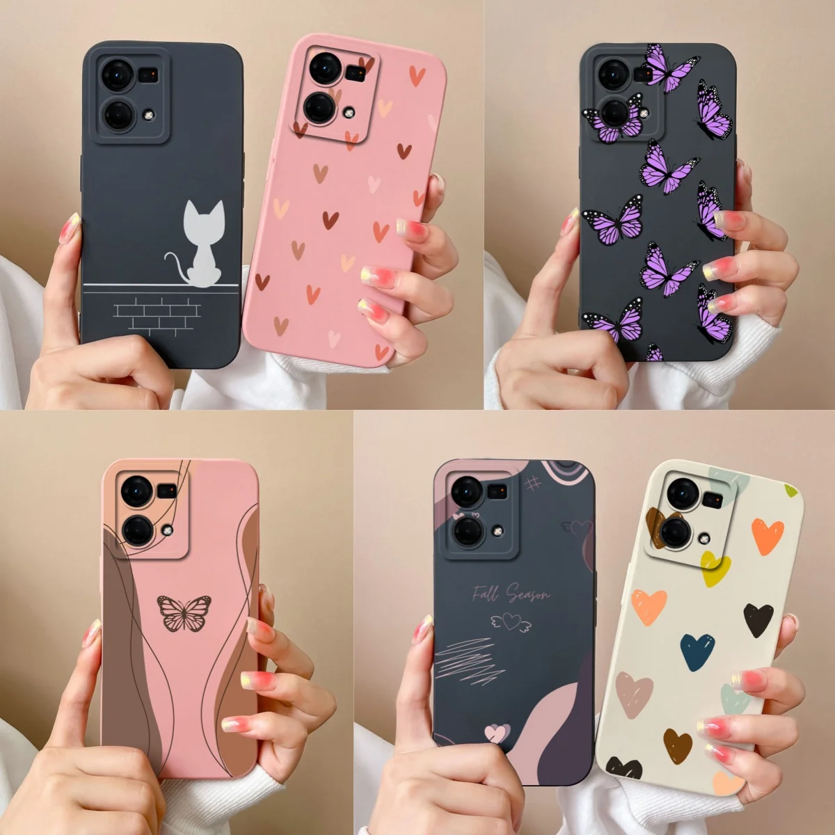 For OPPO Reno 7 Pro 7Z Phone Cases Heart Funda Soft Liquid Silicone Camera Protection Back Cover For OPPO Reno7 Lite 7 Z 7Pro