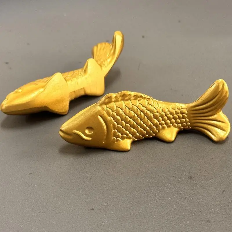 Detailed Scale Matte Gold Koi Fish Figurines Auspicious Ornament For Home Tabletop Decor Gift